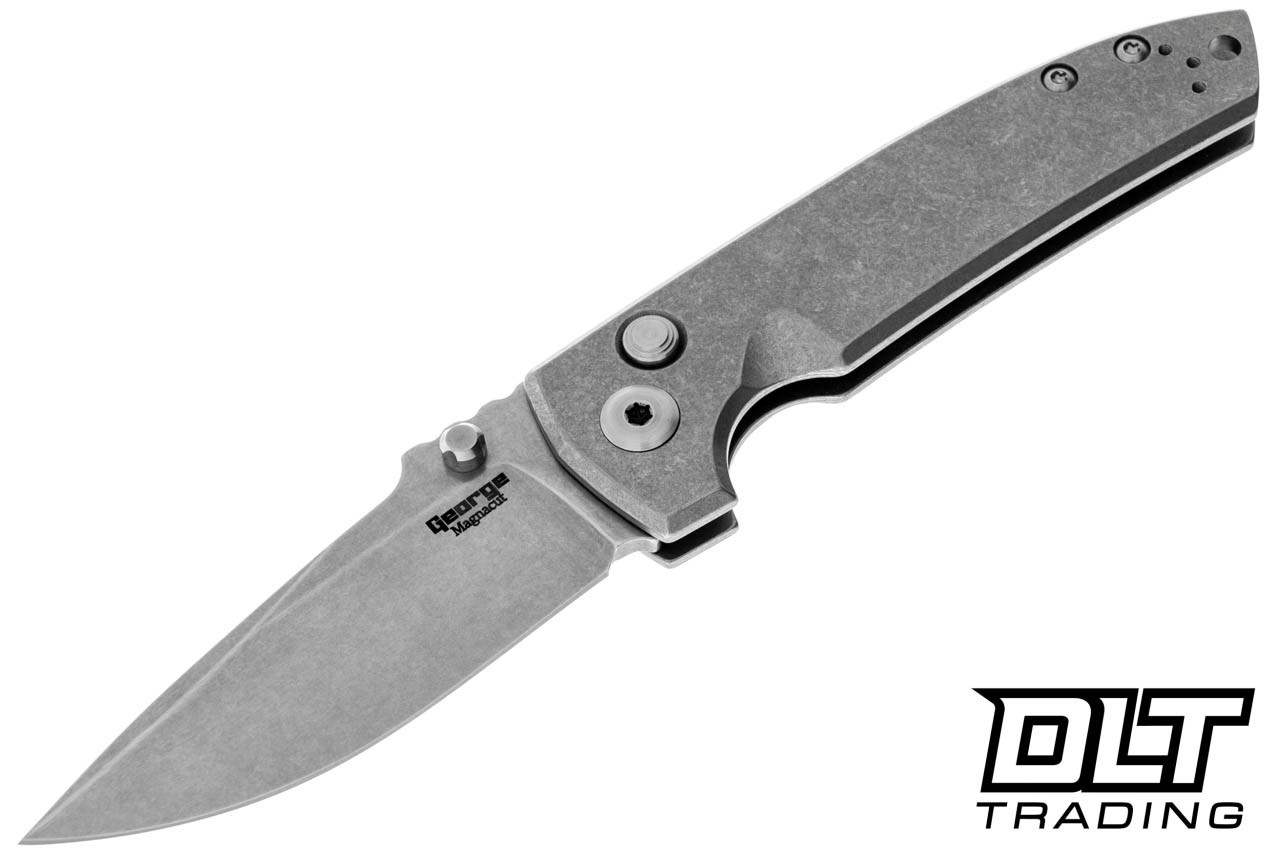 Les George VECP Button Lock - Stonewashed Titanium - MagnaCut