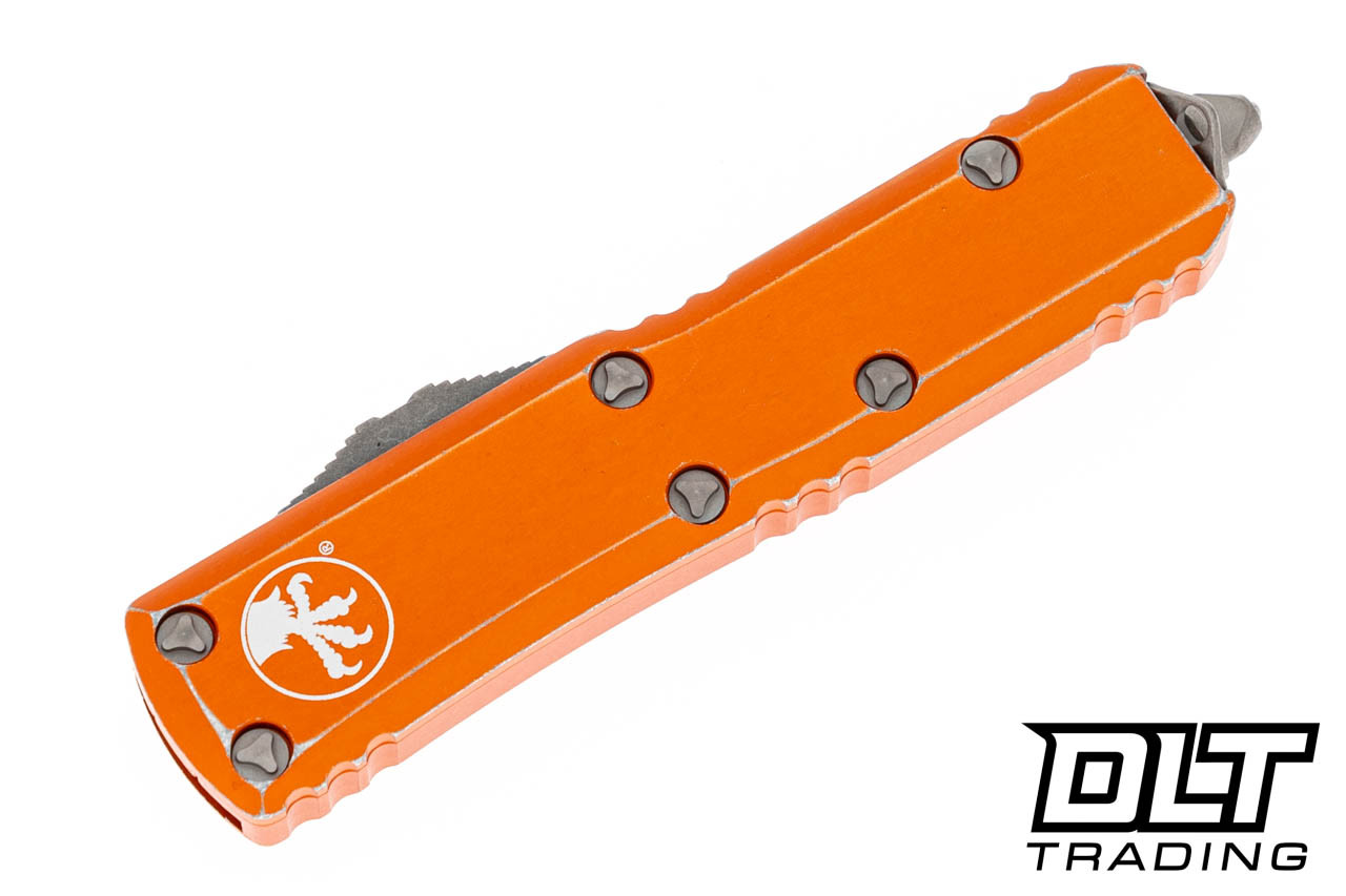 Microtech UTX-85 S/E - Distressed Orange Handle - Apocalyptic Blade