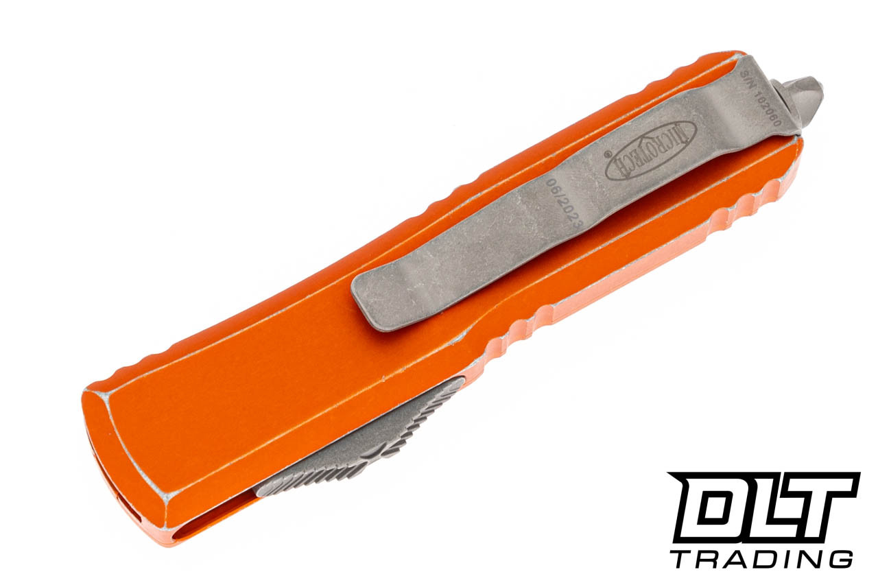Microtech UTX-85 S/E - Distressed Orange Handle - Apocalyptic Blade