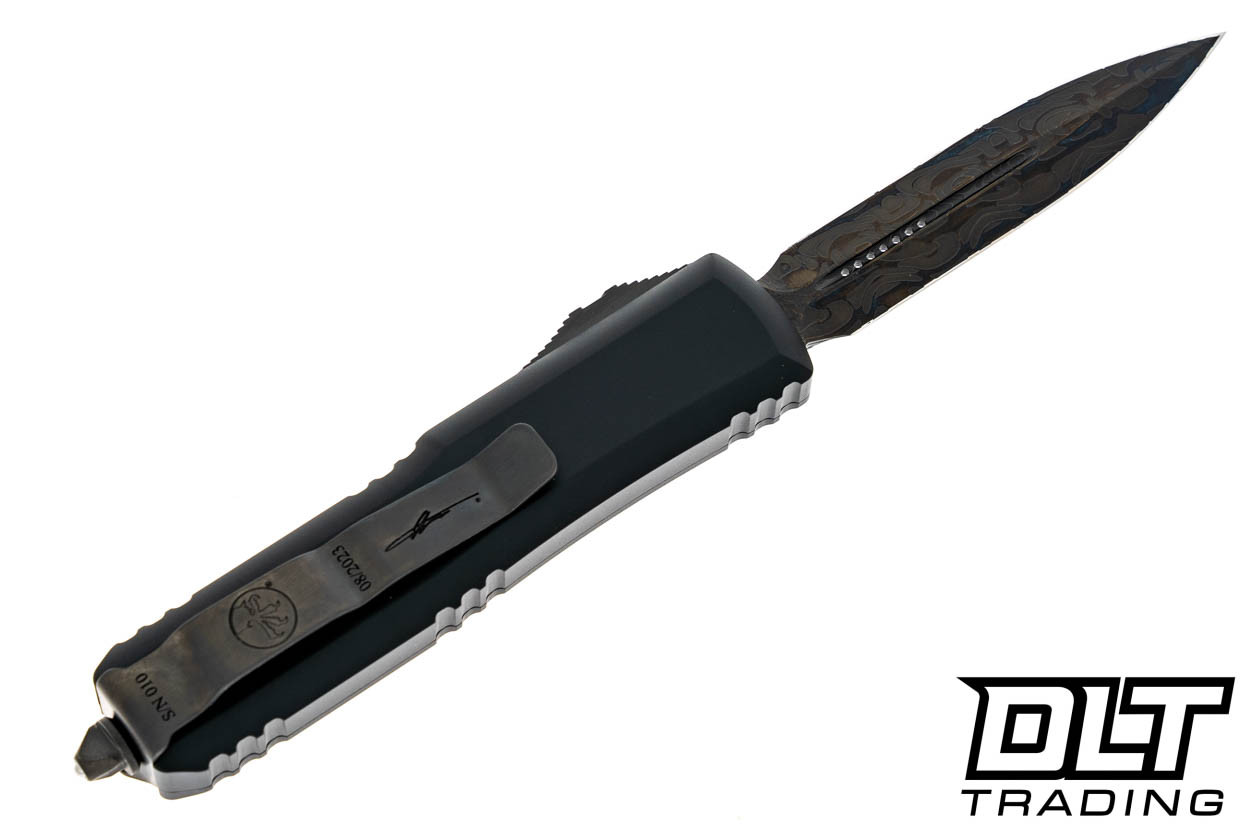 Microtech UTX-85 D/E - Black Handle - DLC Damascus Blade