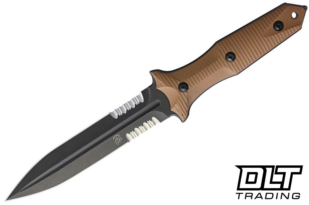 Bastinelli Grozo Fixed Blade - Partially Serrated - Coyote Brown G
