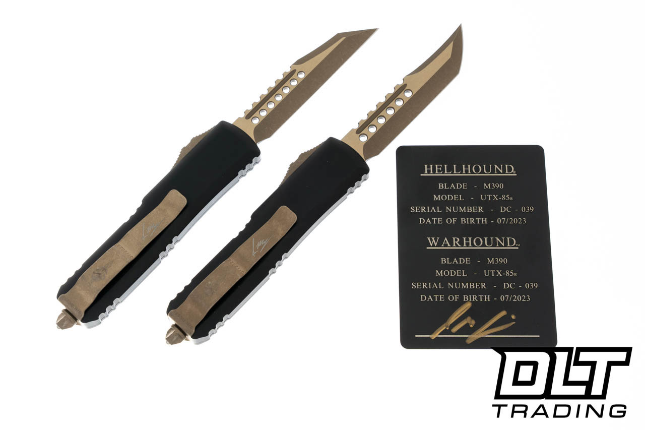 Microtech UTX-85 Hellhound & Warhound Set - Black Handle - Bronze