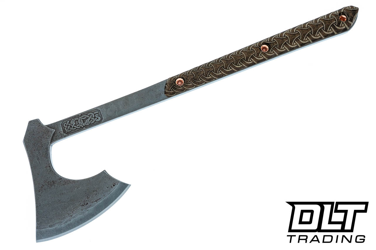 RMJ Raven Forged Bearded Ax - Micarta - Wooden Box - DLT Trading