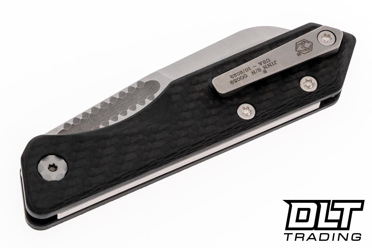 Heretic Jinn - Stonewash Wharncliffe MagnaCut - Carbon Fiber - DLT