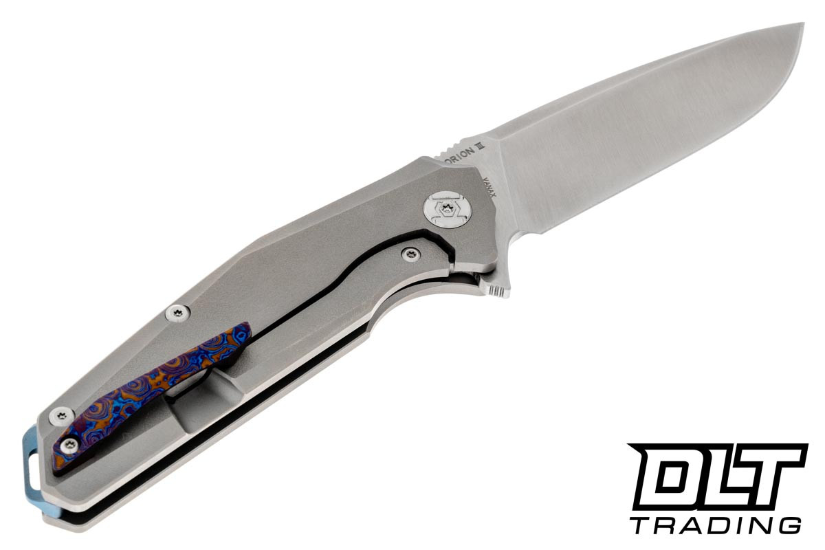 Kunwu Orion III 701-4 Titanium - Timascus Pivot & Clip - Satin