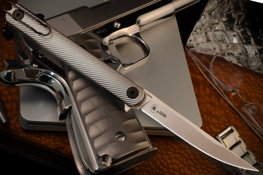 Spartan Blades Nemec Folder - Titanium - Stonewashed S35VN Blade