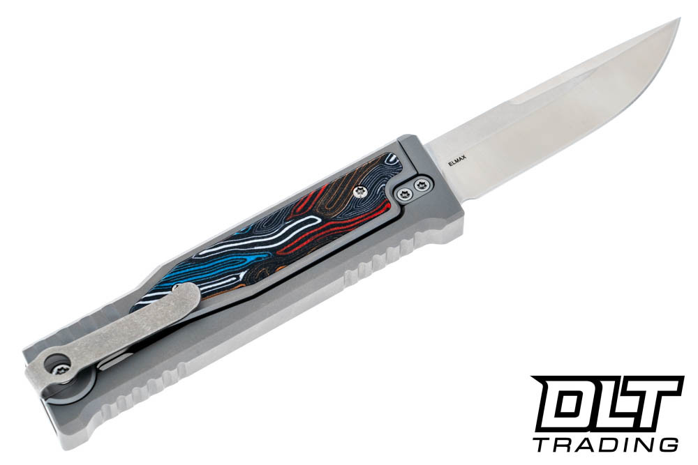 Reate EXO-M Elmax Drop Point - Multi Color Damascus G-10 - DLT Trading