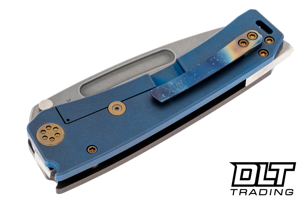 Medford Marauder H Tanto - Tumbled MagnaCut - Flamed & Blue