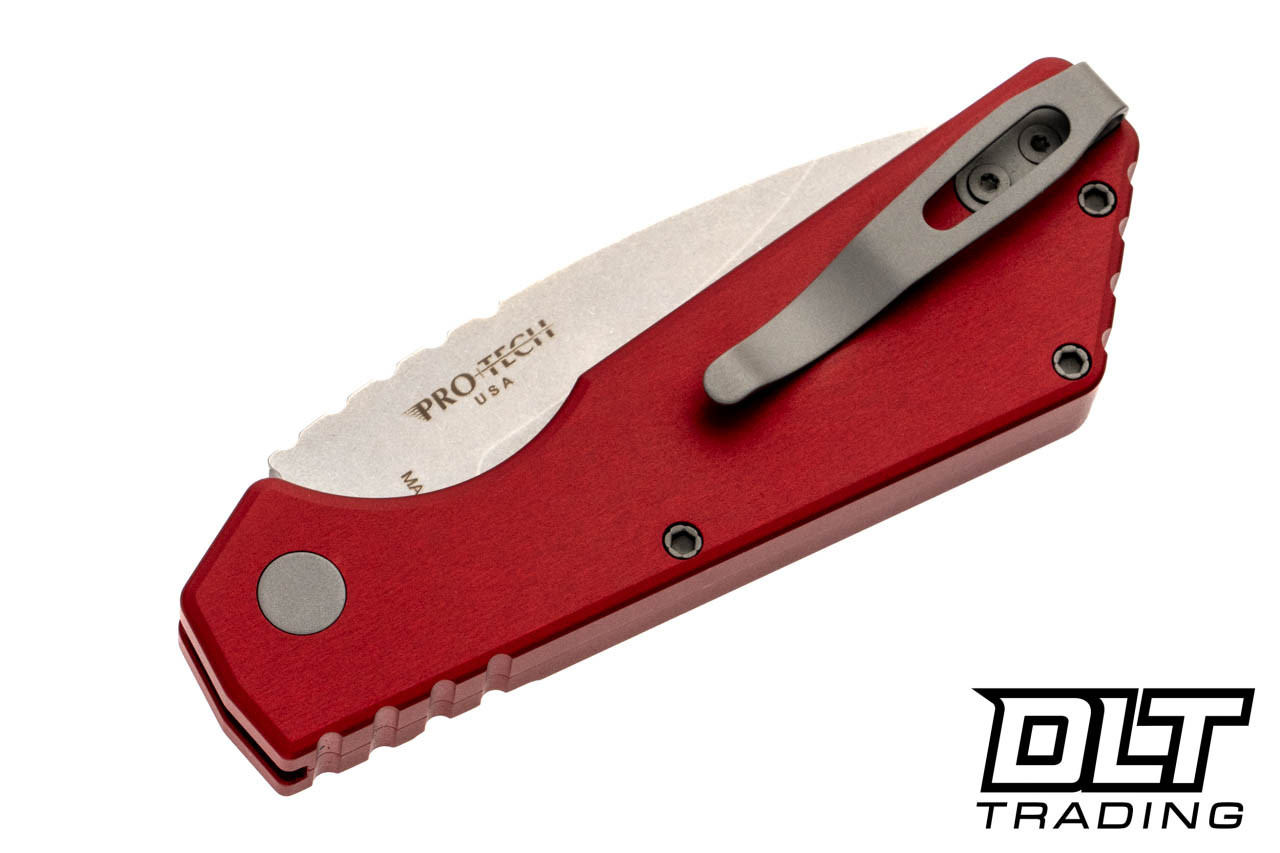 Pro-Tech Strider PT+ - Red Handle - Stonewashed MagnaCut Blade