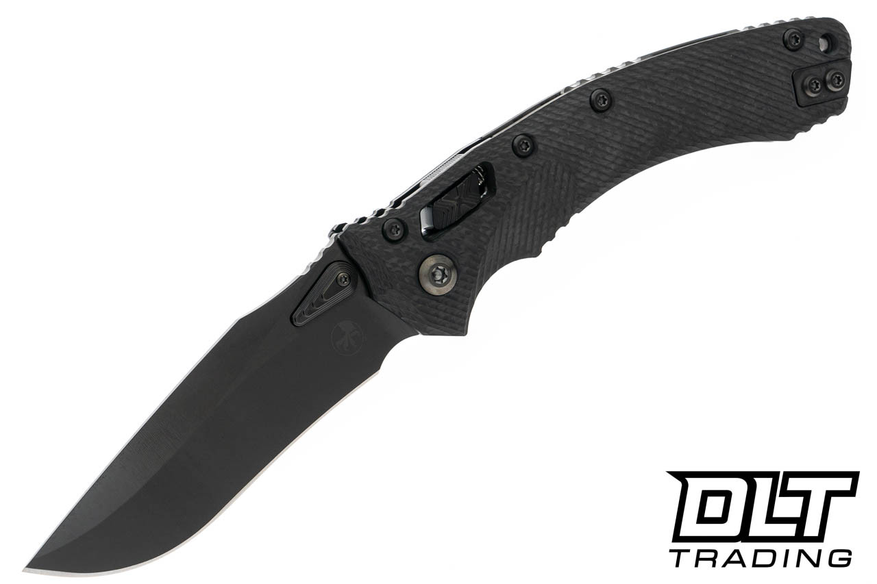 Microtech137RL-1DLCTFLCFSAmphibianRam-Lok-FlutedCarbonFiber-BlackDLCBlade-SignatureSeries