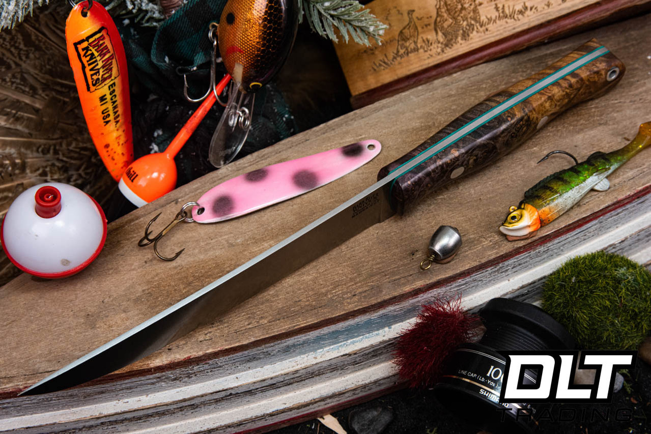 Bark River Fin & Bone MagnaCut Brown & Purple Maple Burl - Green Liners
