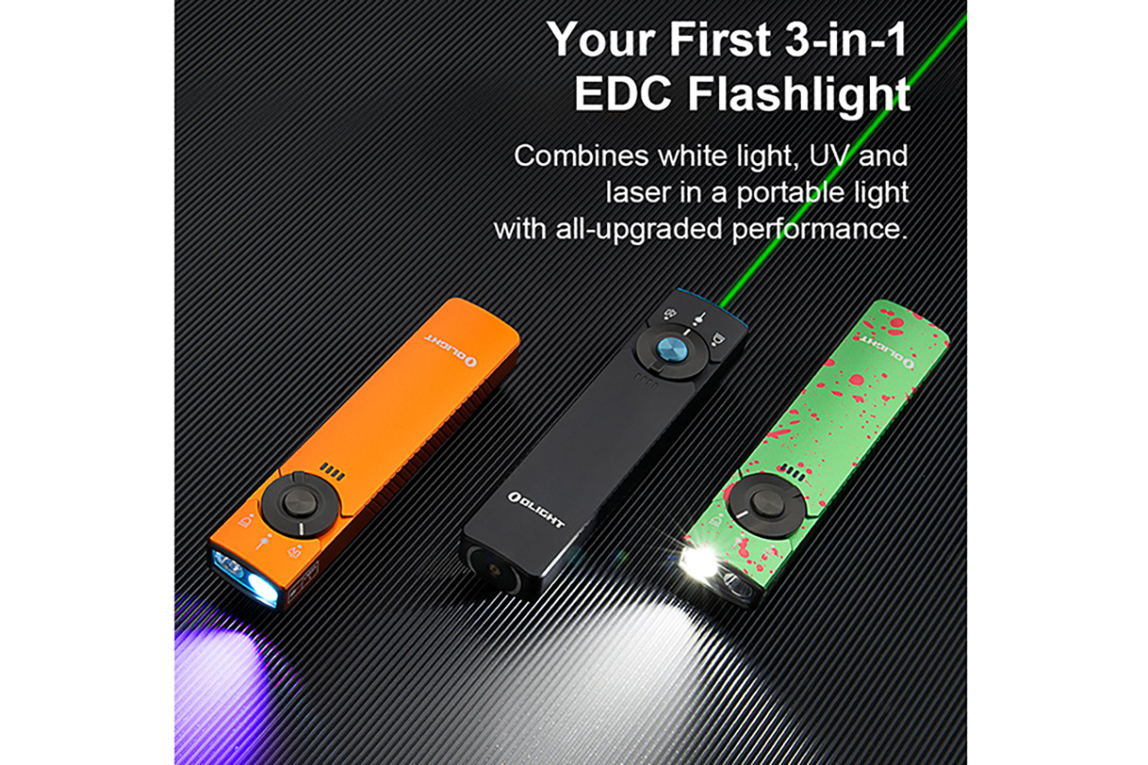 エメラルドカラーリーフとねこちゃん(蓄光) Olight Arkfeld Pro - Paw Edition - Cool White - UV & Green Laser