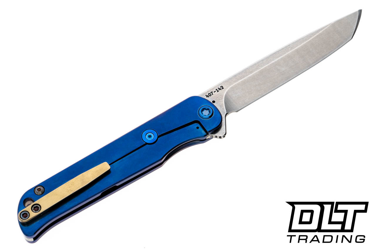 Medford T-Bone Tanto - Tumbled S45VN - Blue Titanium - Mosaic