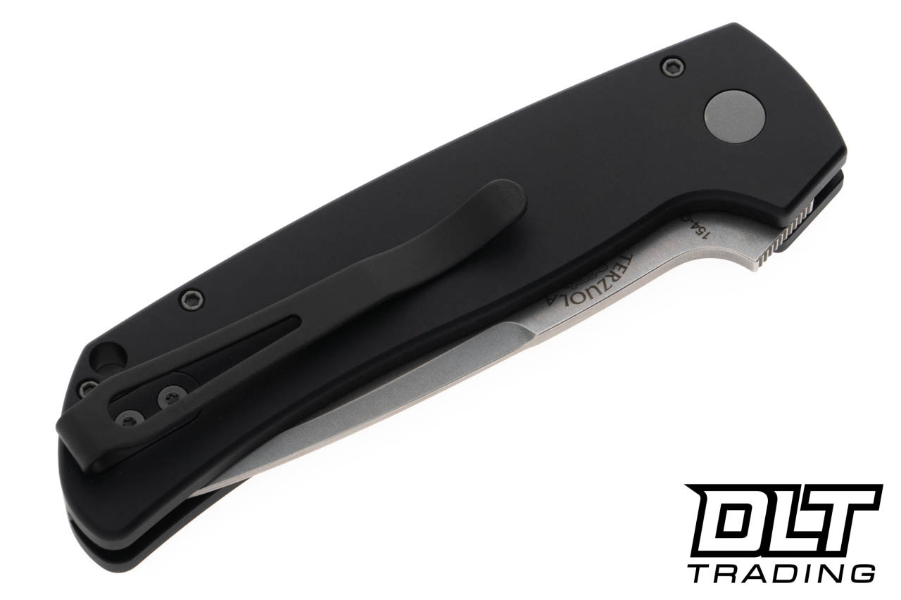 Pro-Tech Terzuola ATCF - Black Aluminum Handle - Stonewashed Blade