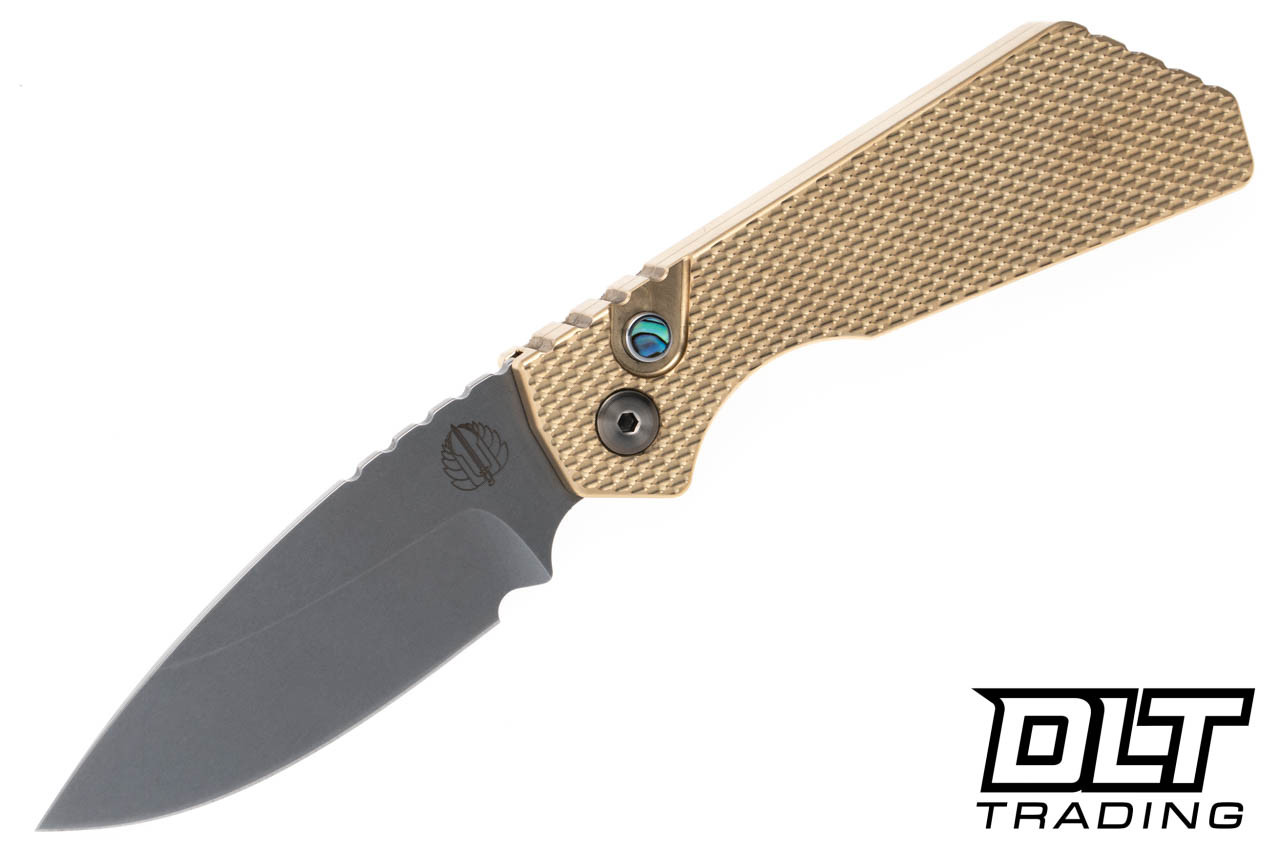 Pro-Tech Strider PT+ - Textured Bronze Handle - Stonewashed