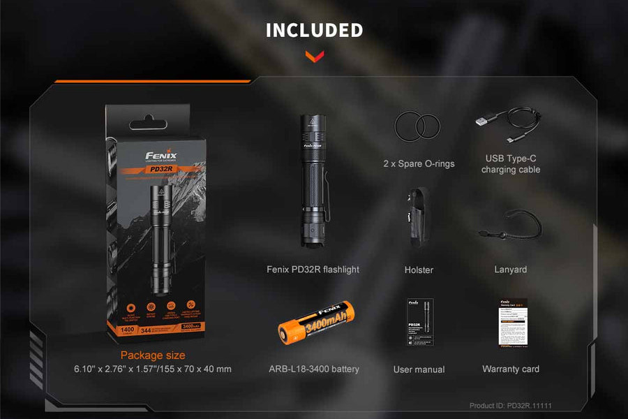 Fenix PD32R Flashlight - Brunette - DLT Trading