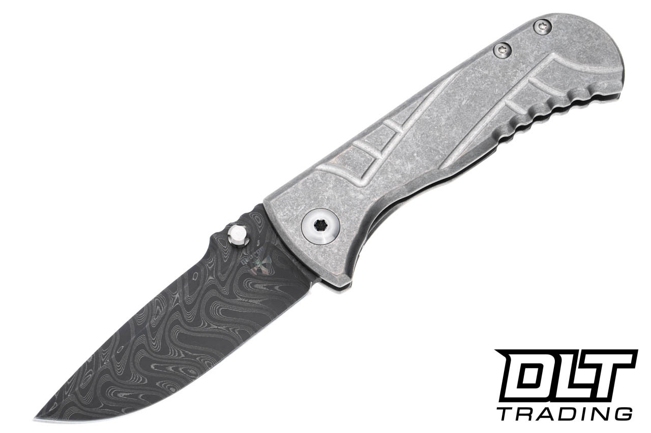 Les George Talos - Sweep Milled Titanium - Hand Ground Damascus