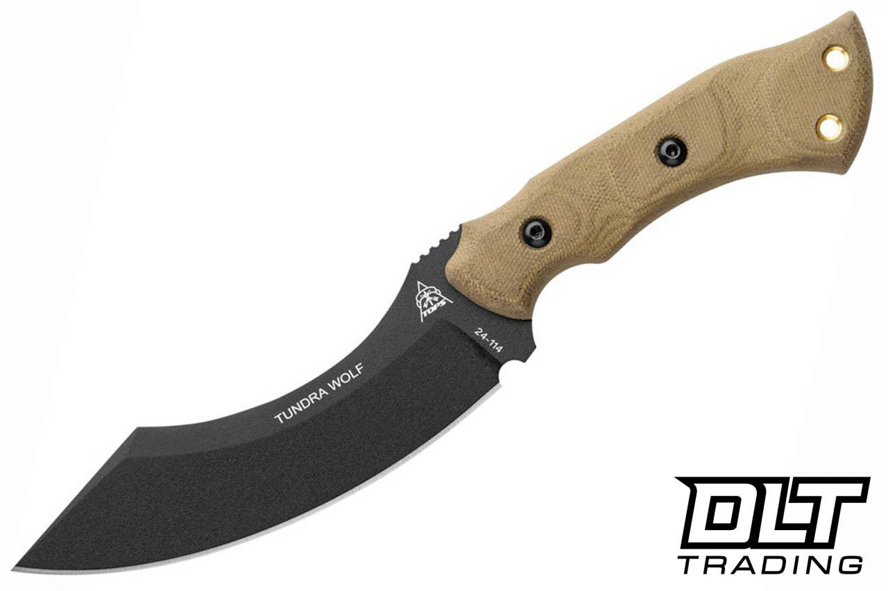 TOPS Tundra Wolf - 1095 Black Blade - Green Canvas Micarta - DLT