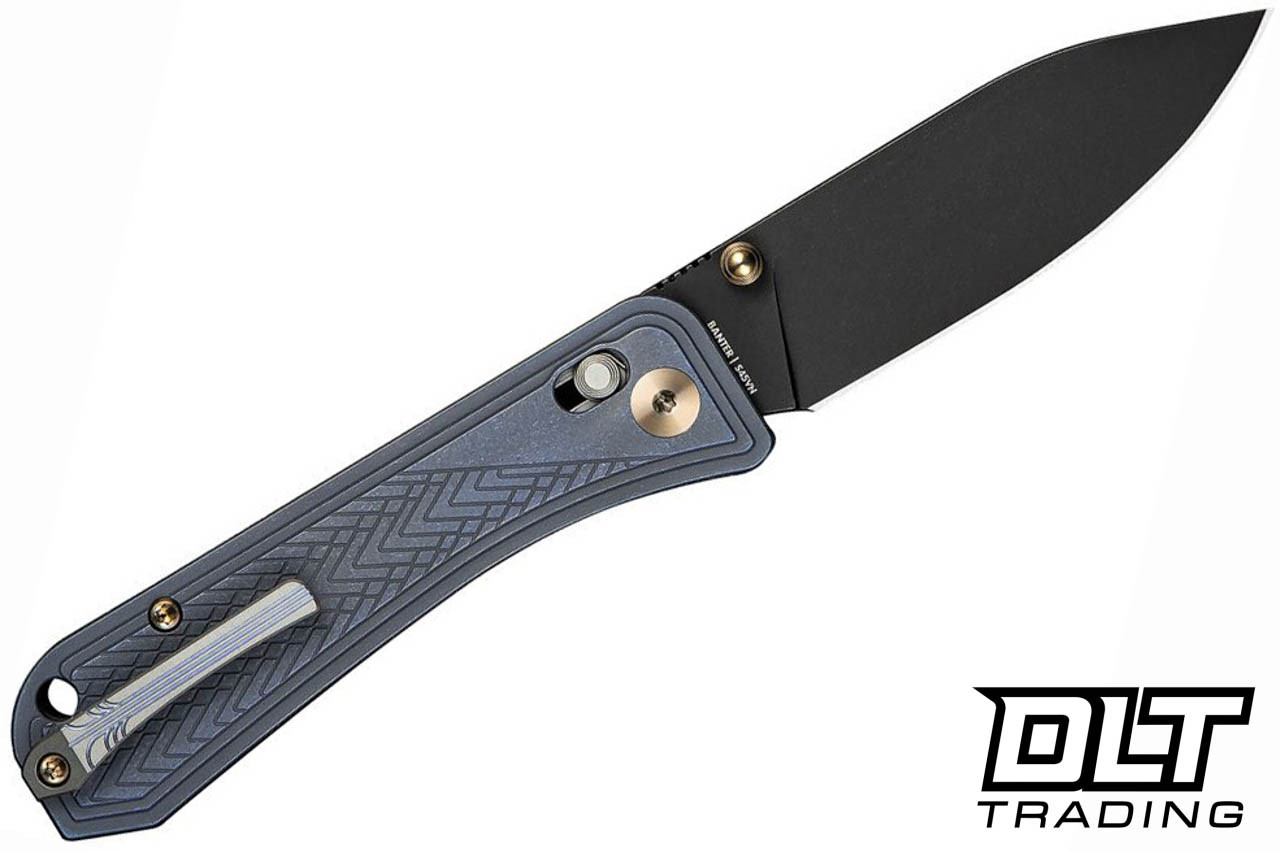WE Knife Bougie Banter - S45VN Black Stonewashed Blade - Blue