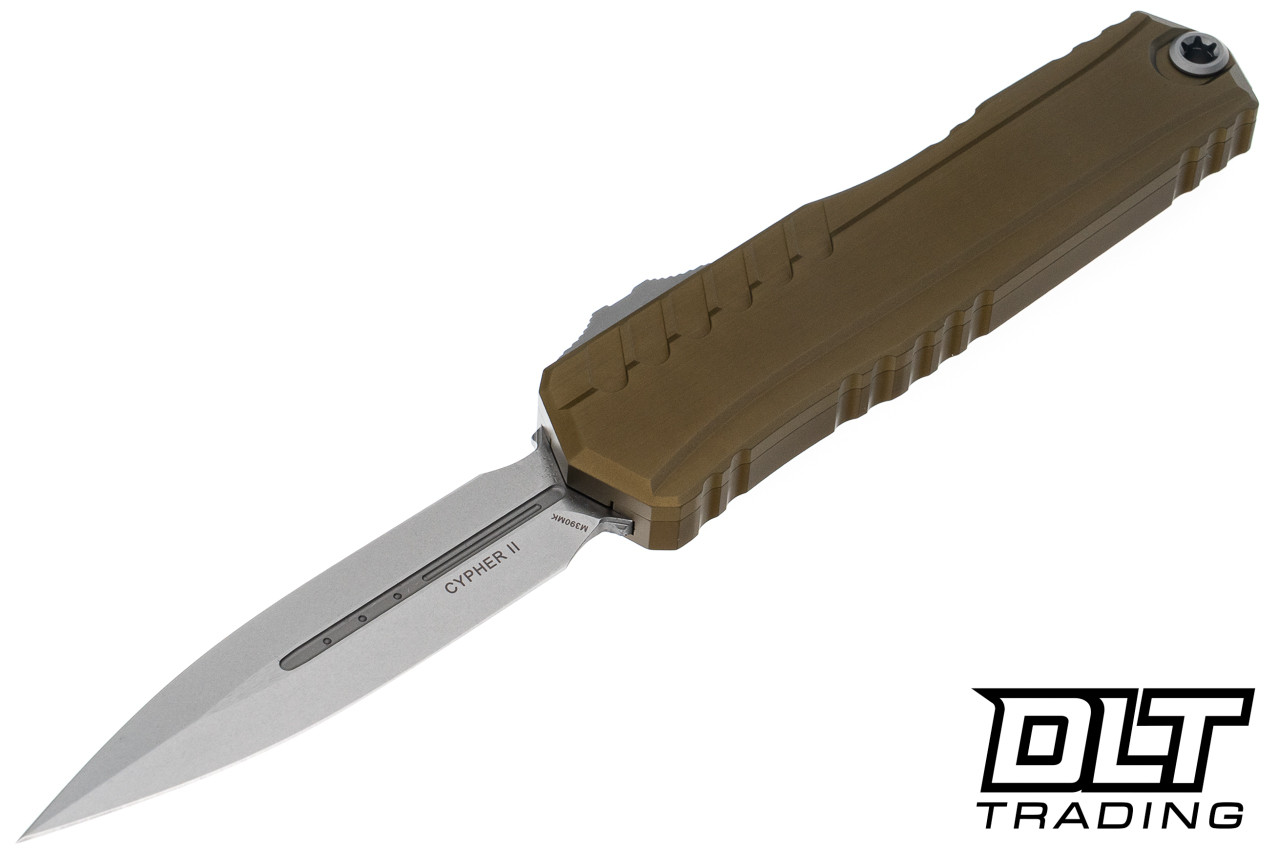 Microtech 1242-10OD Cypher II D/E - OD Green Handle - Stonewashed