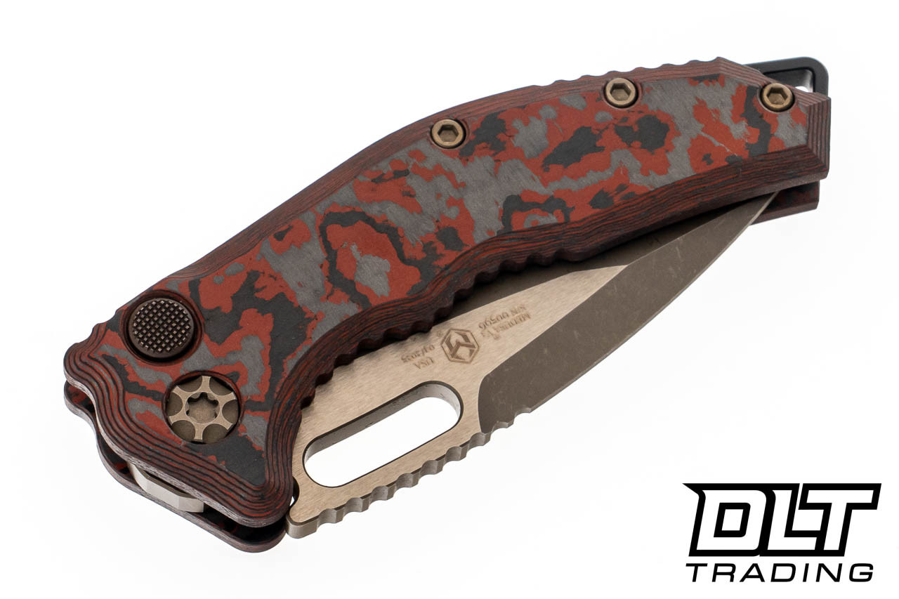 Heretic Medusa Auto Tanto Bronze MagnaCut Blade - Blood Red Carbon