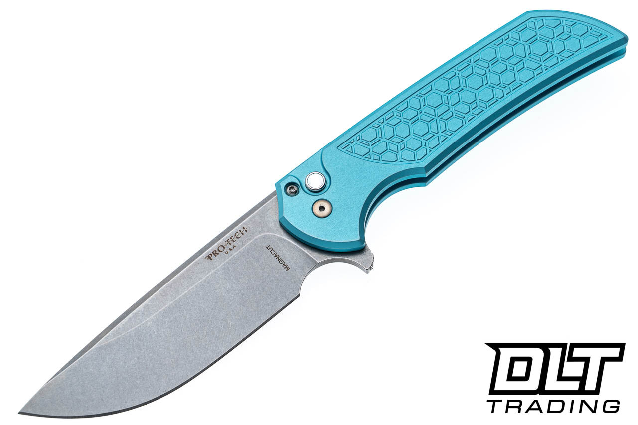 Pro-Tech Mordax MagnaCut Teal Blue Gridlock Pearl Button | DLT Trading