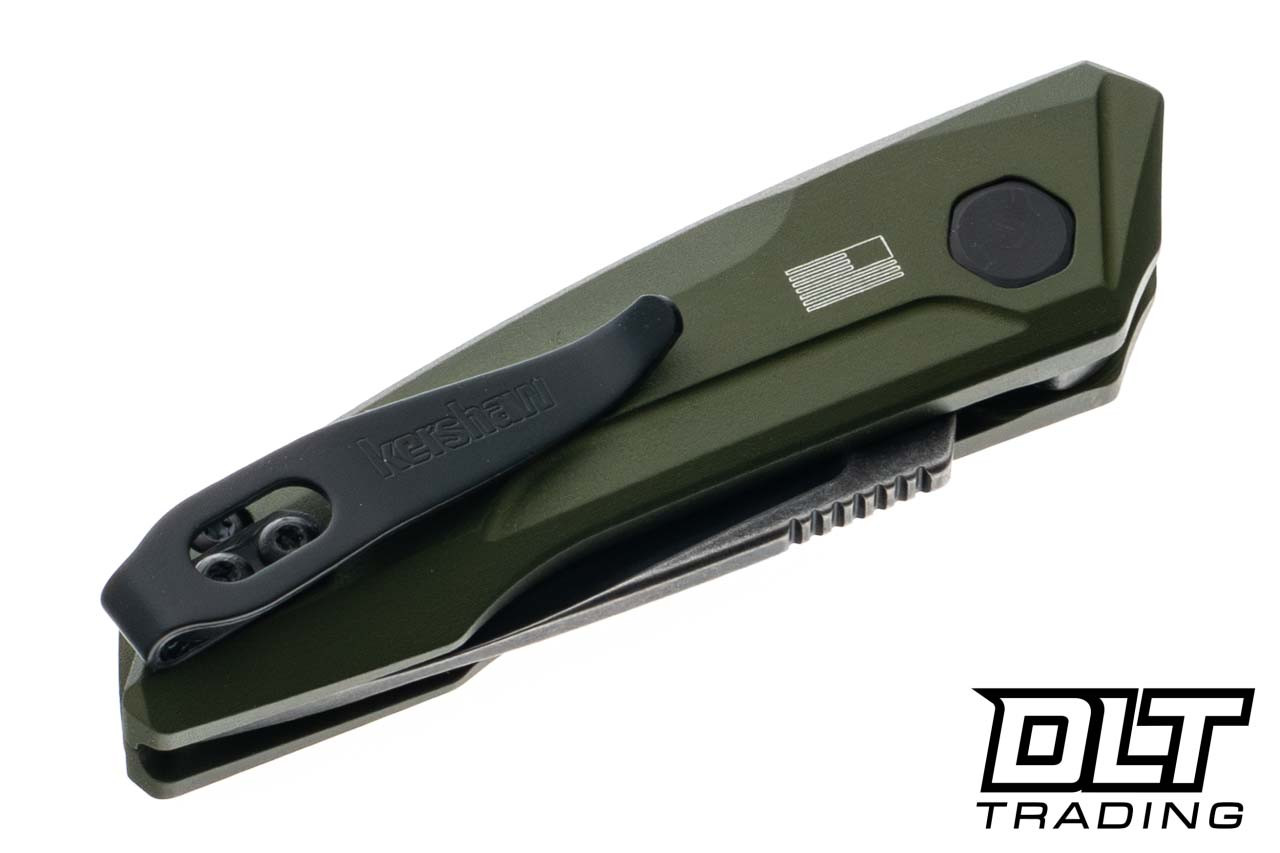 Kershaw Launch 9 Auto - 7250OLBW OD Green Aluminum - Blackwash CPM