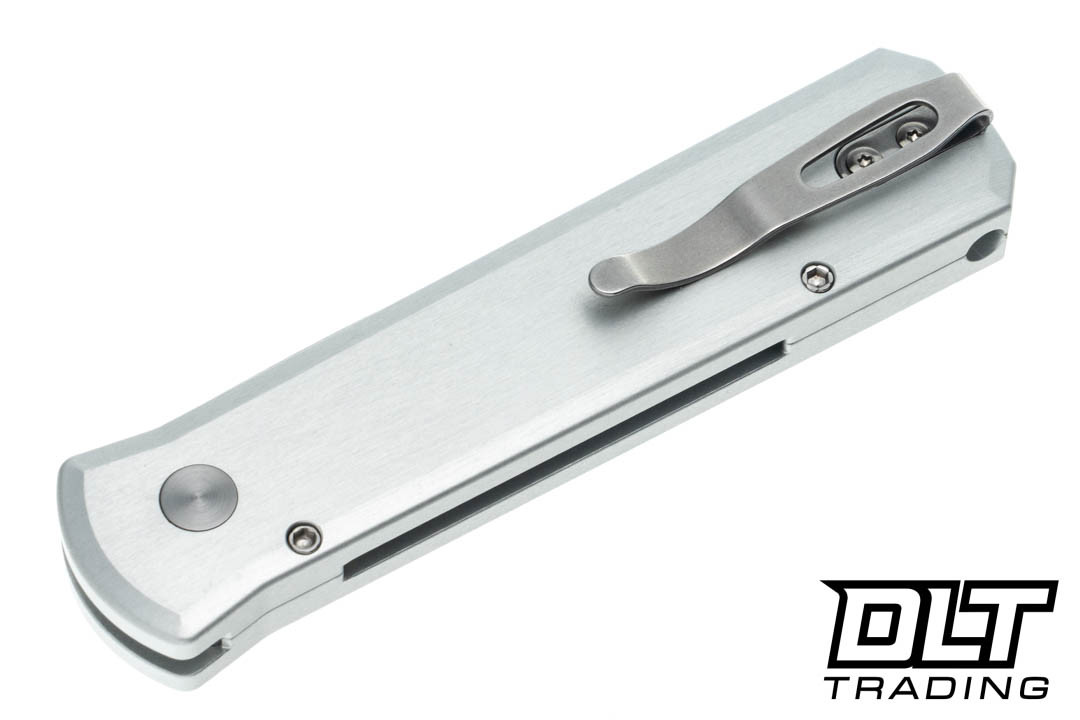 Pro-Tech Godson - Silver Handle - Crosscut Carbon Fiber Inlay
