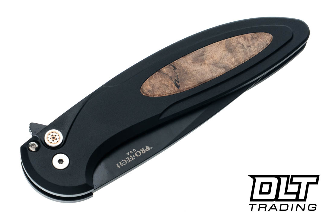 Pro-Tech Cambria 2 Flipper - Black Handle - Maple Inlay - Black