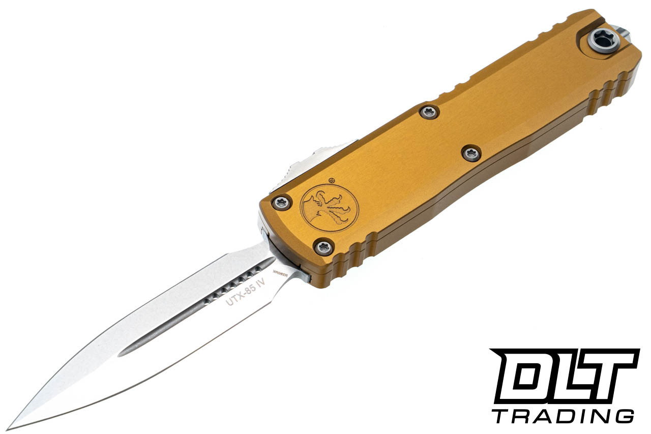 Microtech 12324-10TA UTX-85 Gen IV D/E - Tan Handle - Stonewashed