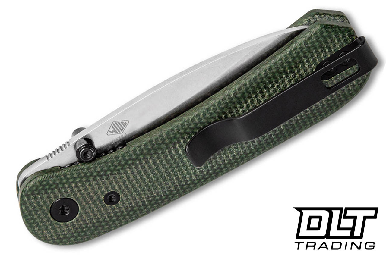 KNAFS Lander 1 - Green Micarta - Stonewash 14C28N Blade - DLT Trading