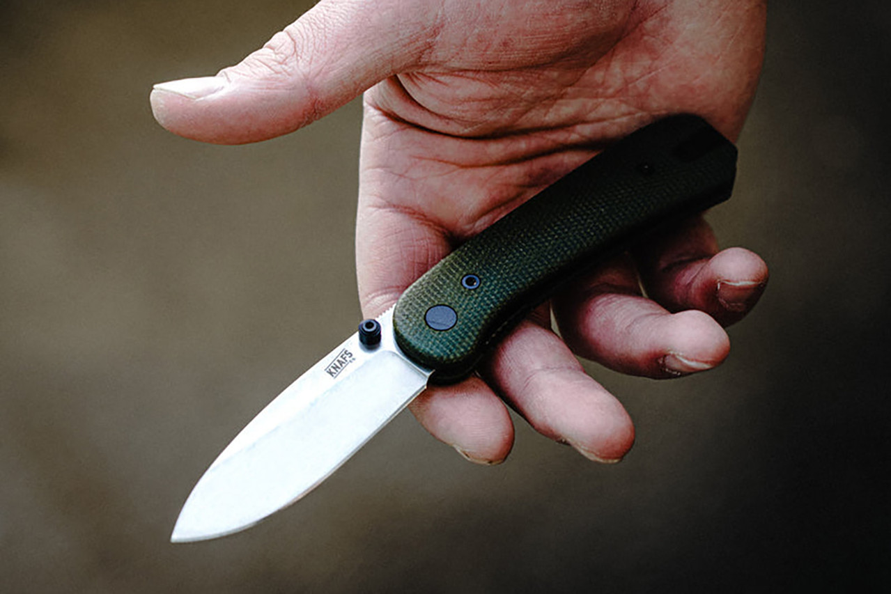 KNAFS Lander 1 - Green Micarta - Stonewash 14C28N Blade - DLT Trading