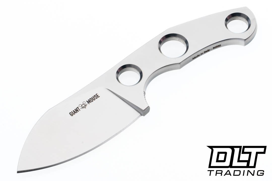 GiantMouse GMF1-FS - M390 Satin Blade - Black Leather Sheath - DLT