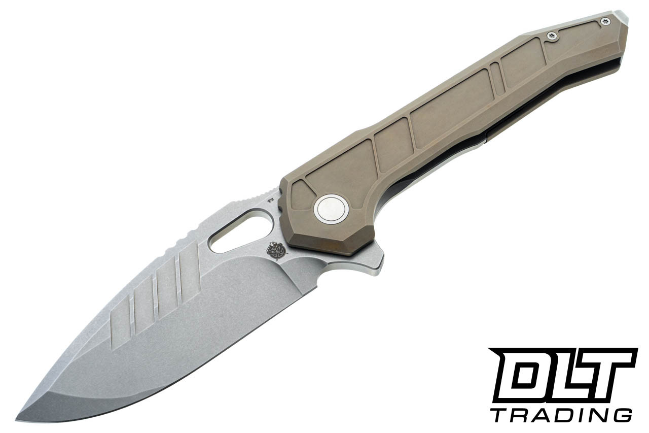 PMP Paragon Folder - Titanium - D2 Stonewash Drop Point Blade