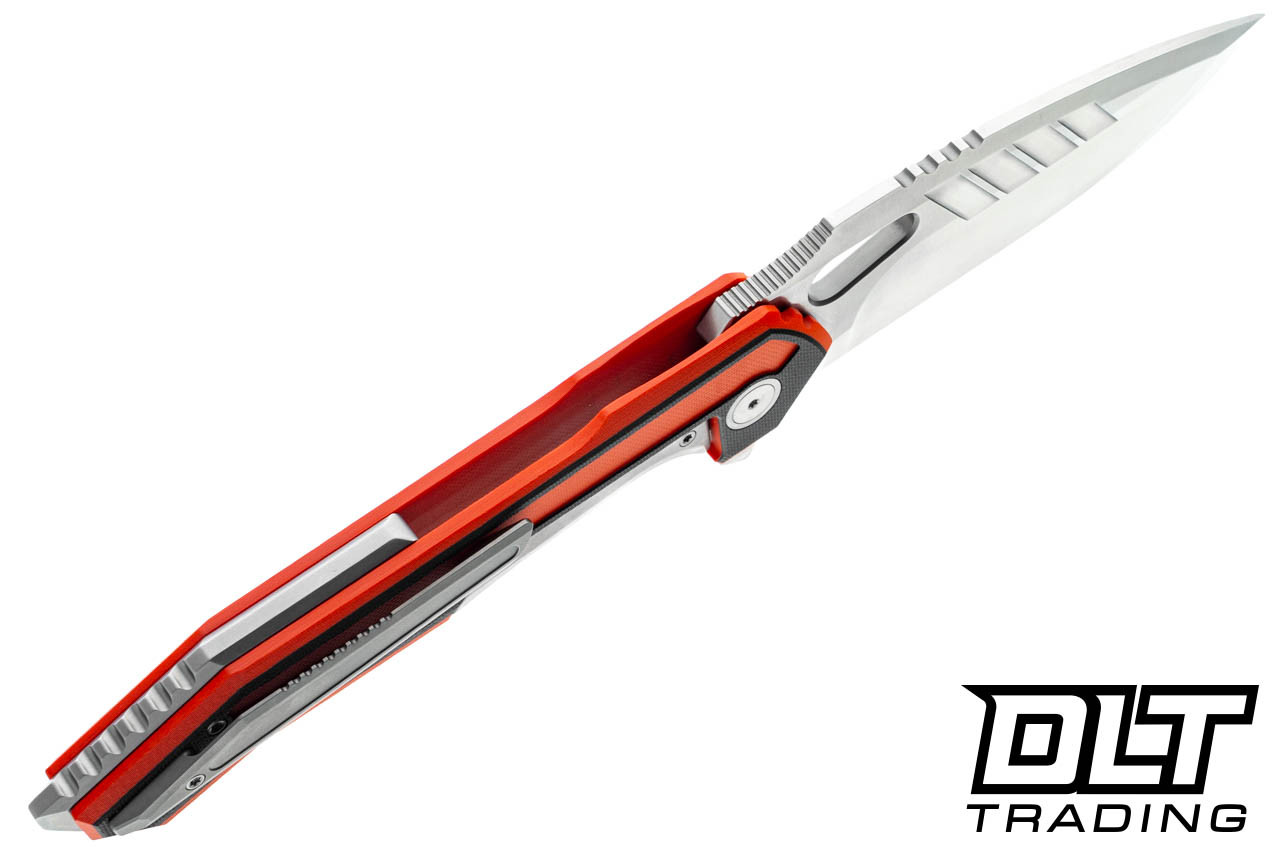 PMP Paragon Folder - Orange & Black G-10 - D2 Stonewash Drop Point