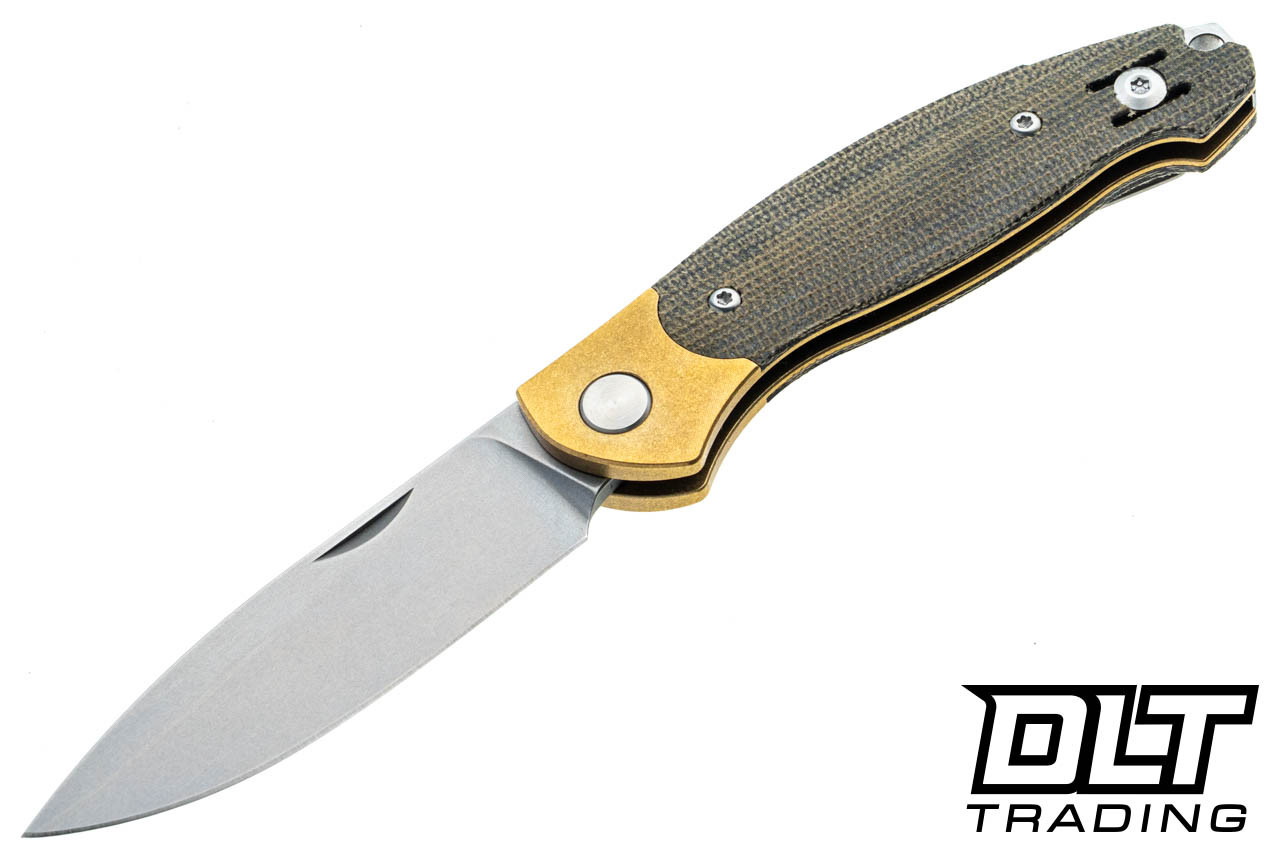 GiantMouse ACE Farley V2 - Green Canvas Micarta - Brass Bolster