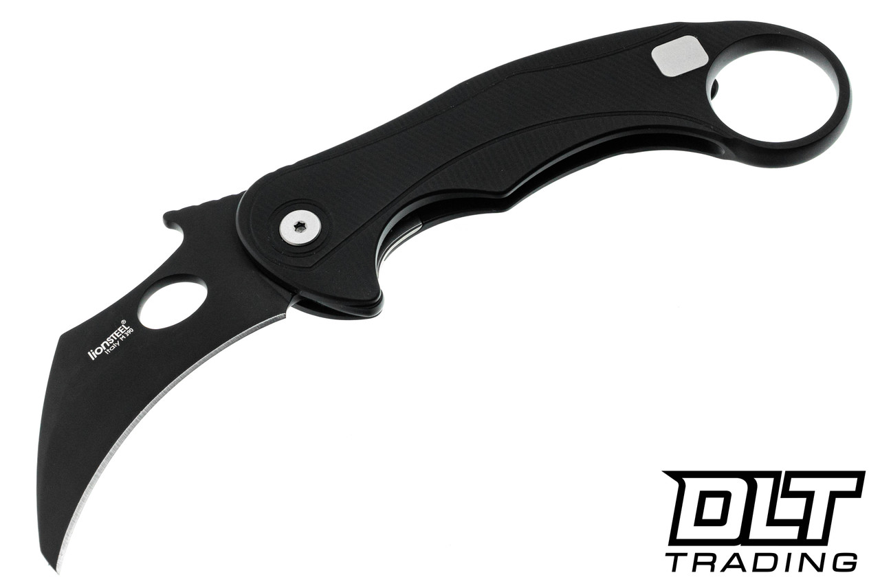 LionSteel L.E. One Mid - Black Aluminum - Black M390 Blade - DLT