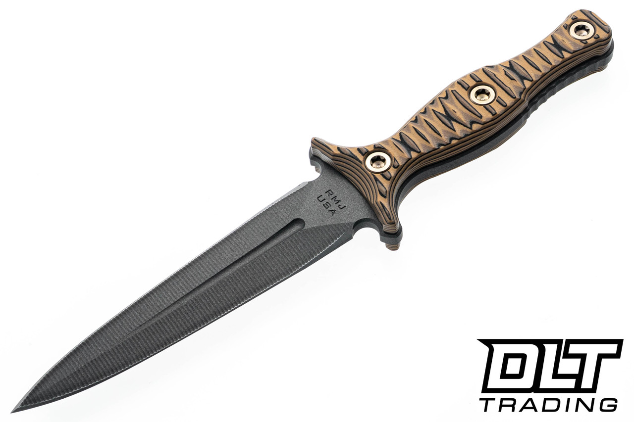RMJ Tactical Raider Dagger - Hyena Brown G-10 - Tungsten Cerakote