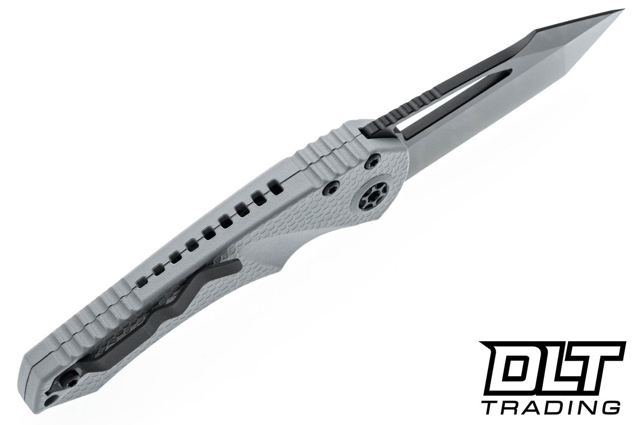 Heretic Mini Pariah Manual - Black Tanto MagnaCut Blade - Gray