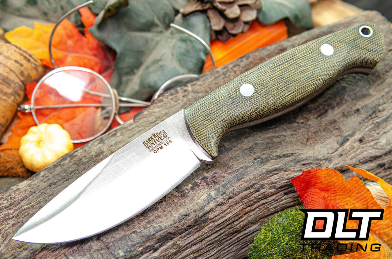 Bark River North Country EDC CPM-154 Green Canvas Micarta - Red Liners