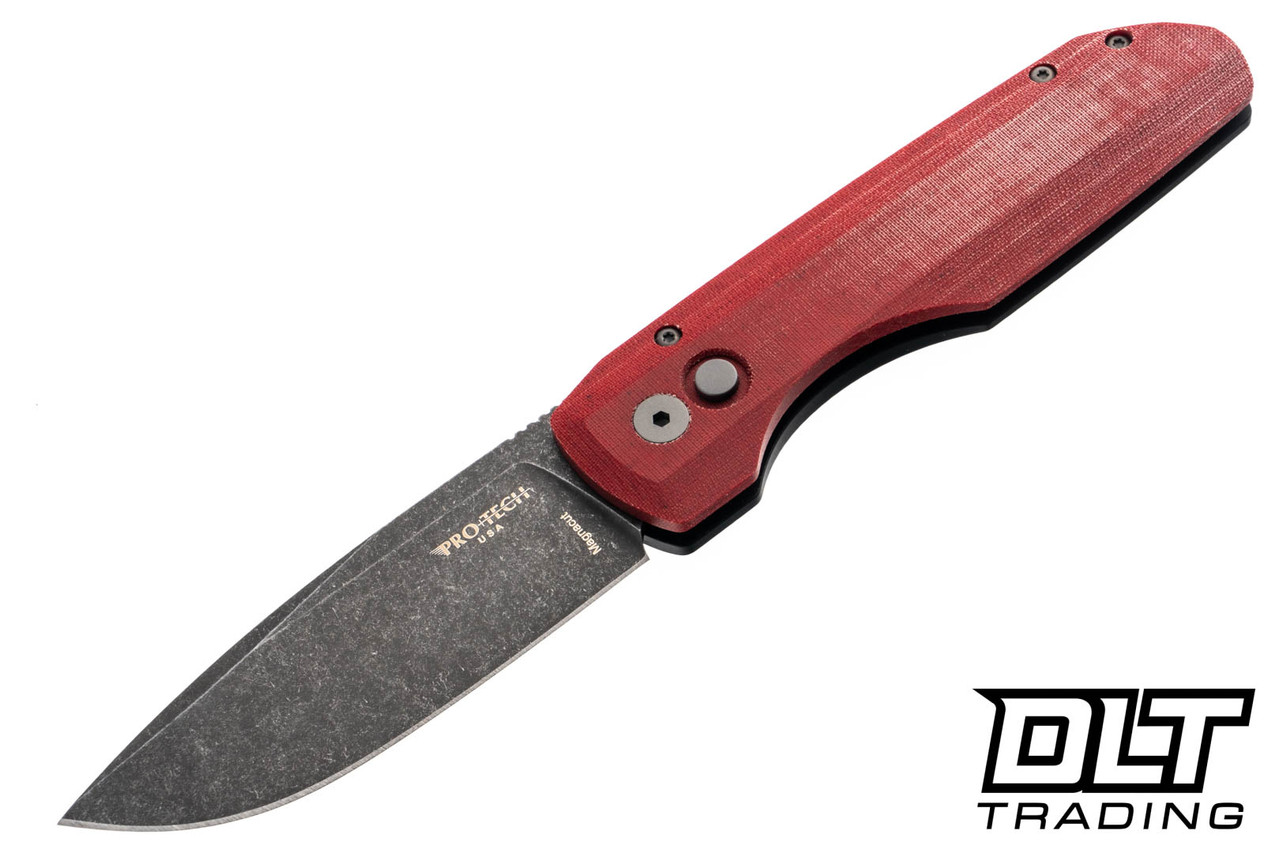 Pro-Tech Vero Synapse - Red Linen Micarta Lid - Thick Black