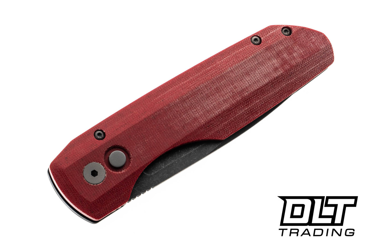 Pro-Tech Vero Synapse - Red Linen Micarta Lid - Thick Black
