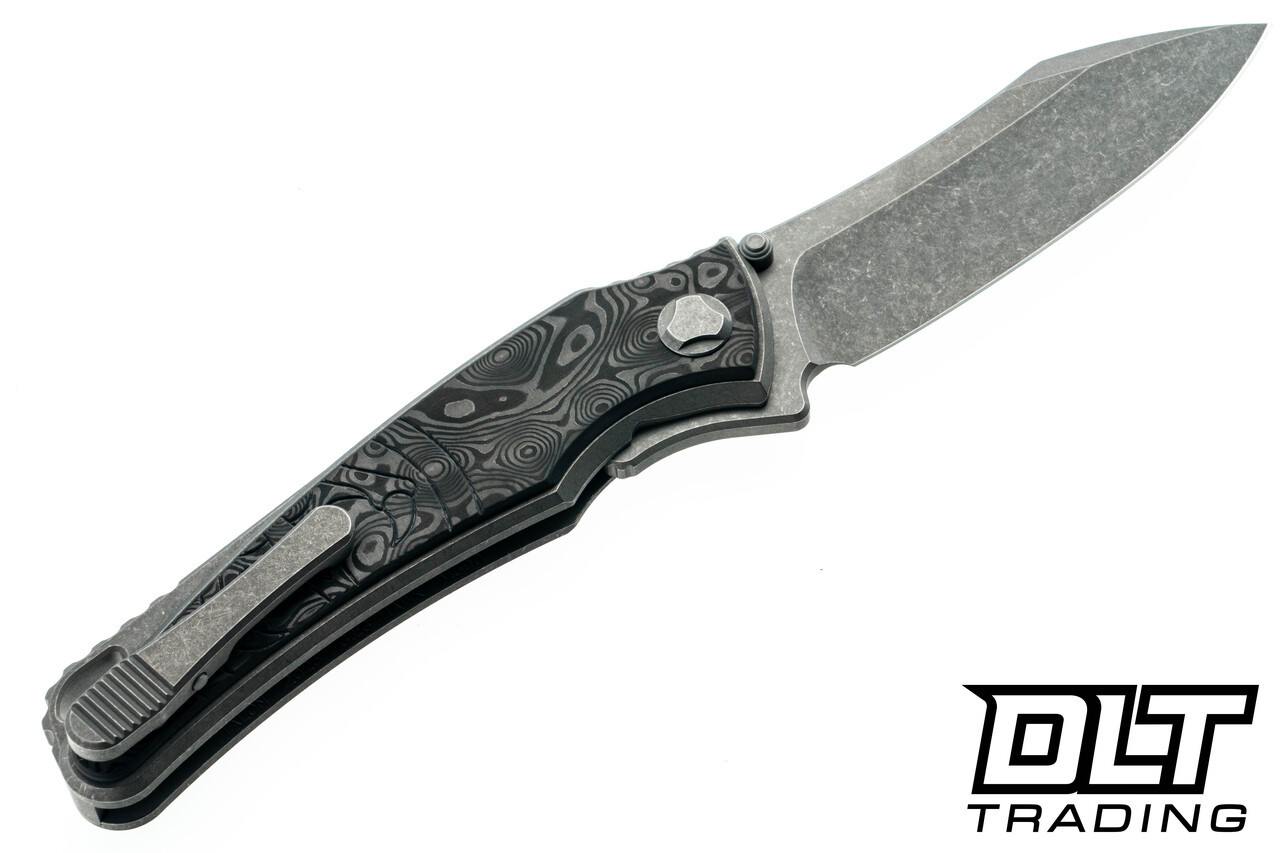 Hawk Knives Talon M390 - Titanium Handle - Black Dunes FatCarbon