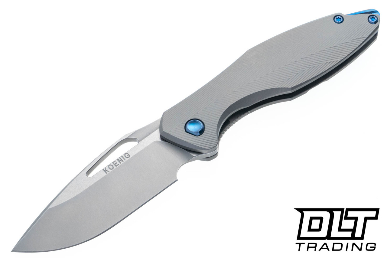 Koenig Mini Arius Non Flipper - Patterned Titanium - Burnished
