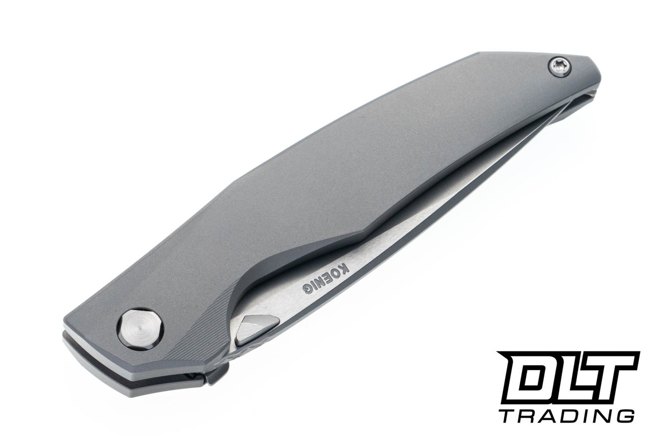 Koenig Xenon - Blasted Titanium - Burnished M390 Blade - Polished