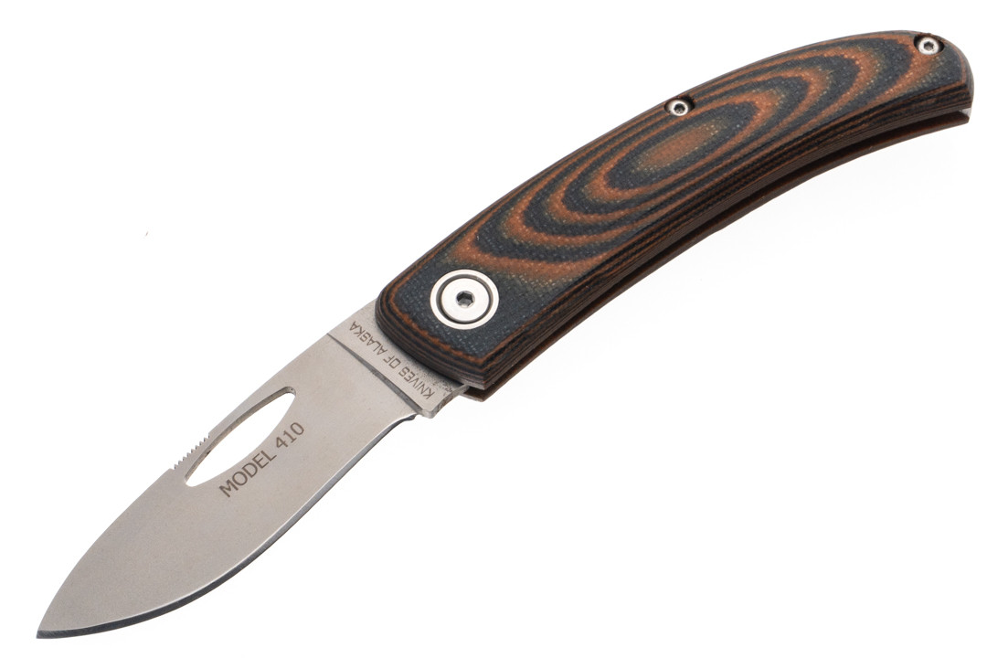 Knives of Alaska Ranger Model 410 - Orange & Black Micarta - D2