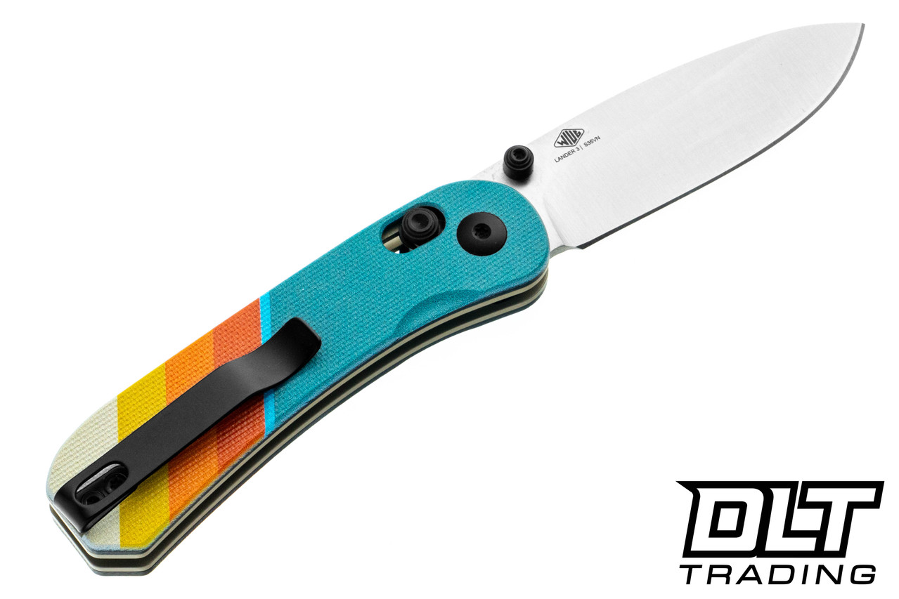 KNAFS Lander 3 - Good Vibes G-10 - Gray Stonewash Blade - DLT Trading