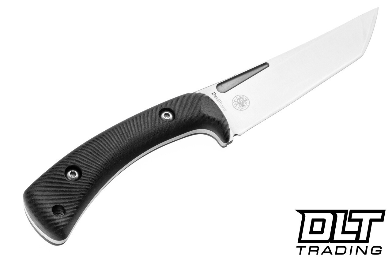 g**様 DEVIL LIMITED DLS-882-MH WTG Devil Horn - AEB-L Satin Blade - Textured Black G-10 - Black