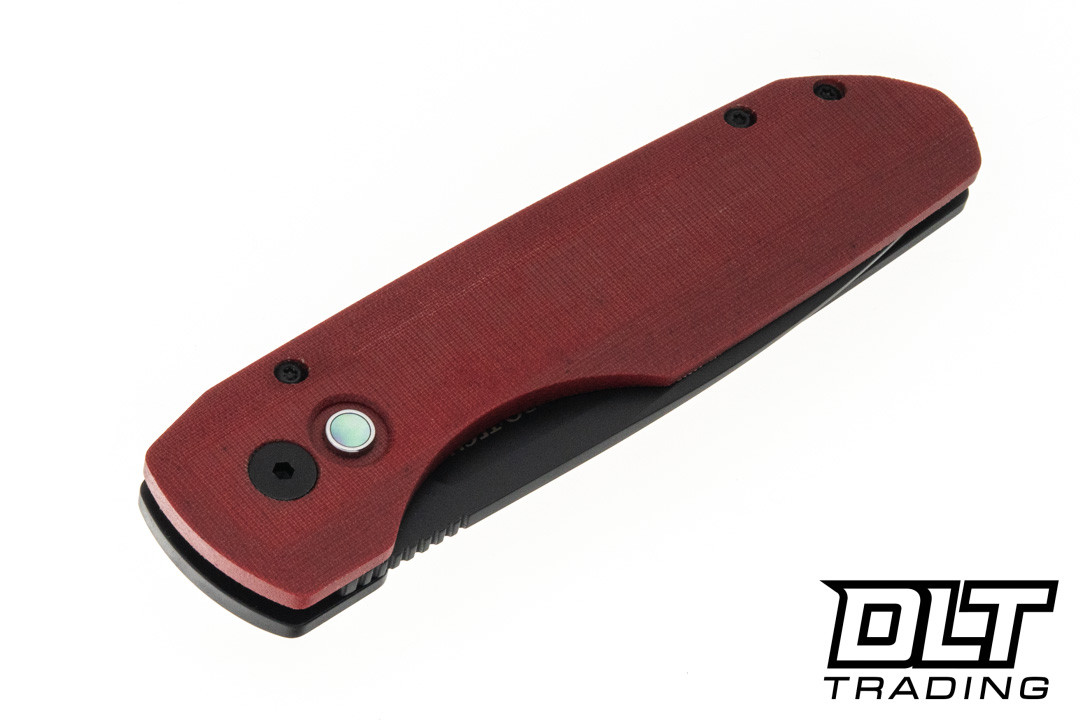 Pro-Tech VERO Synapse - Black Aluminum - Red Linen Micarta Lid