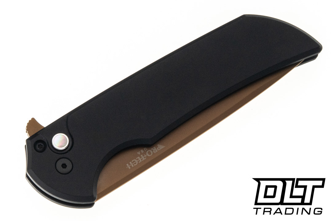 Pro-Tech Mordax - Black Aluminum - Tan PVD MagnaCut Blade - Black